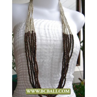 Long Fashion Necklace by Beading mix Wooden